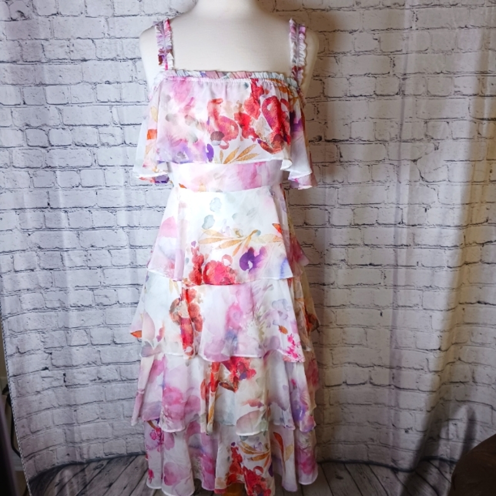 Storia Watercolor Floral Midi Dress • NWT
